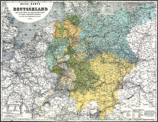 „Bahnkarte Deutschland 1861“ von Unbekannt - Karten- und Luftbildstelle der DB Mainz. Lizenziert unter Gemeinfrei über Wikimedia Commons